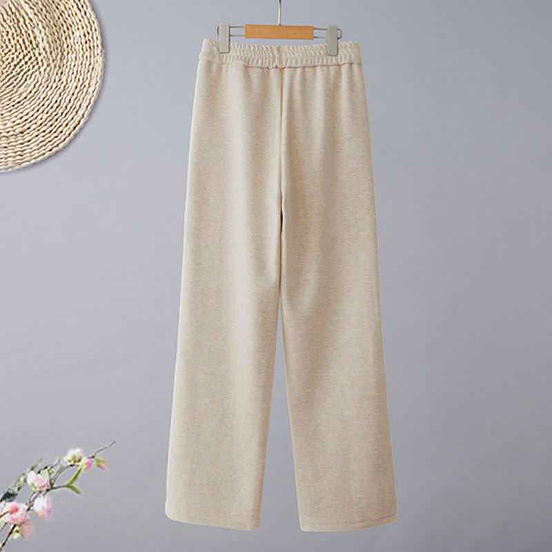 Nimara Ritual Plain Color Blocking Cotton Thick Casual Women's Pants With Pockets