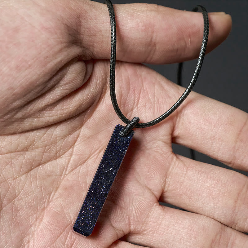 Transformation and Fulfilment Black Obsidian Blue Sandstone Necklace Pendant
