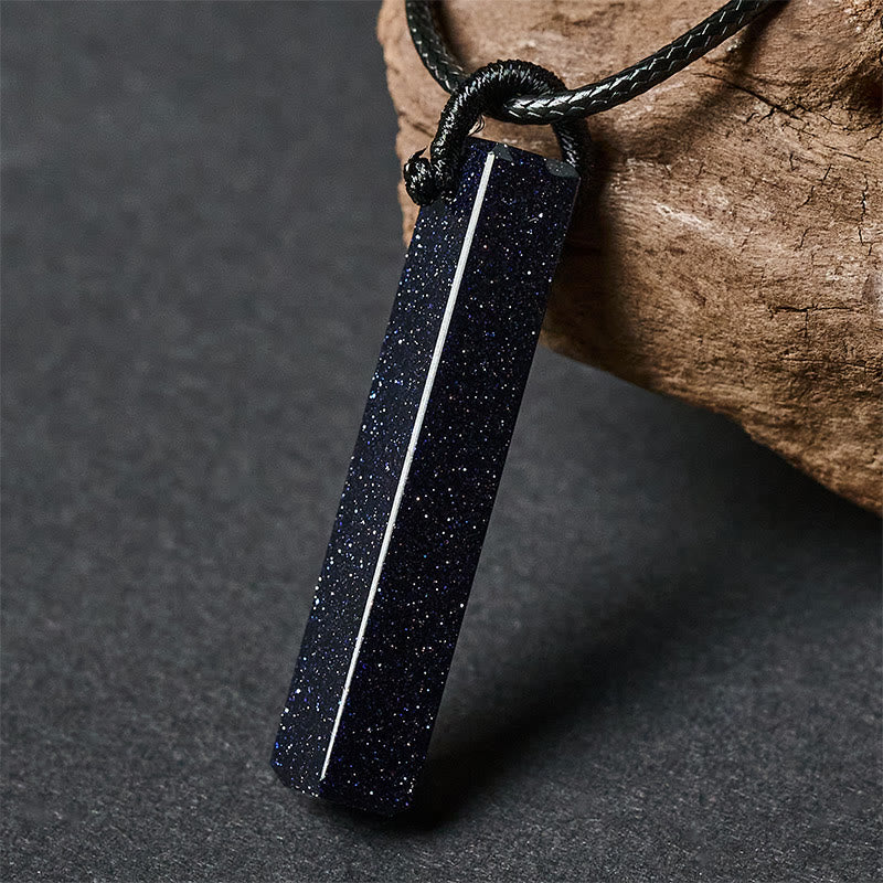 Transformation and Fulfilment Black Obsidian Blue Sandstone Necklace Pendant