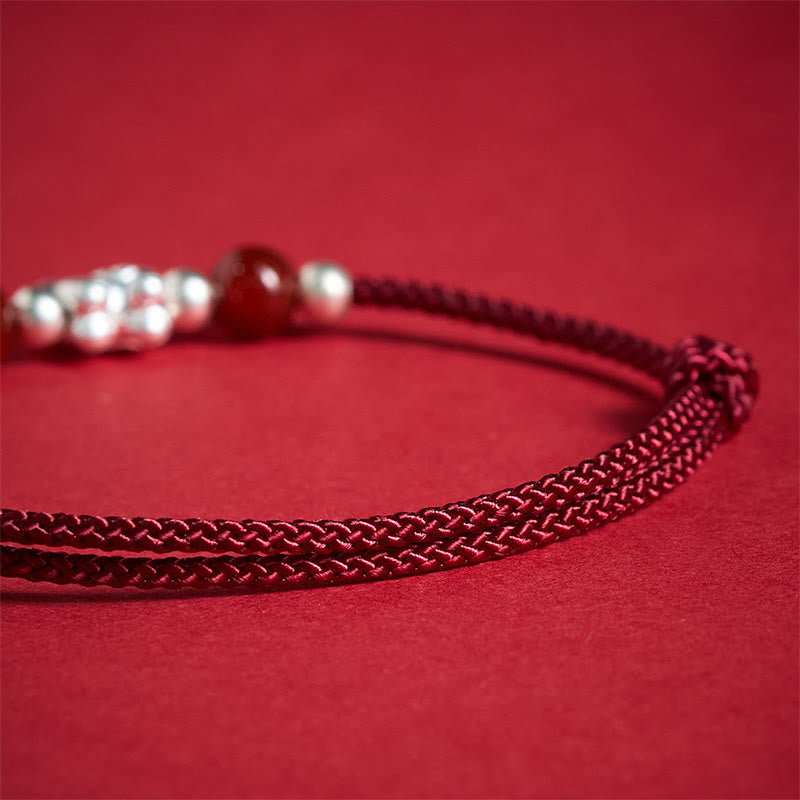 Nimara Ritual 999 Sterling Silver Red Agate Year Of The Horse Prosperity String Bracelet