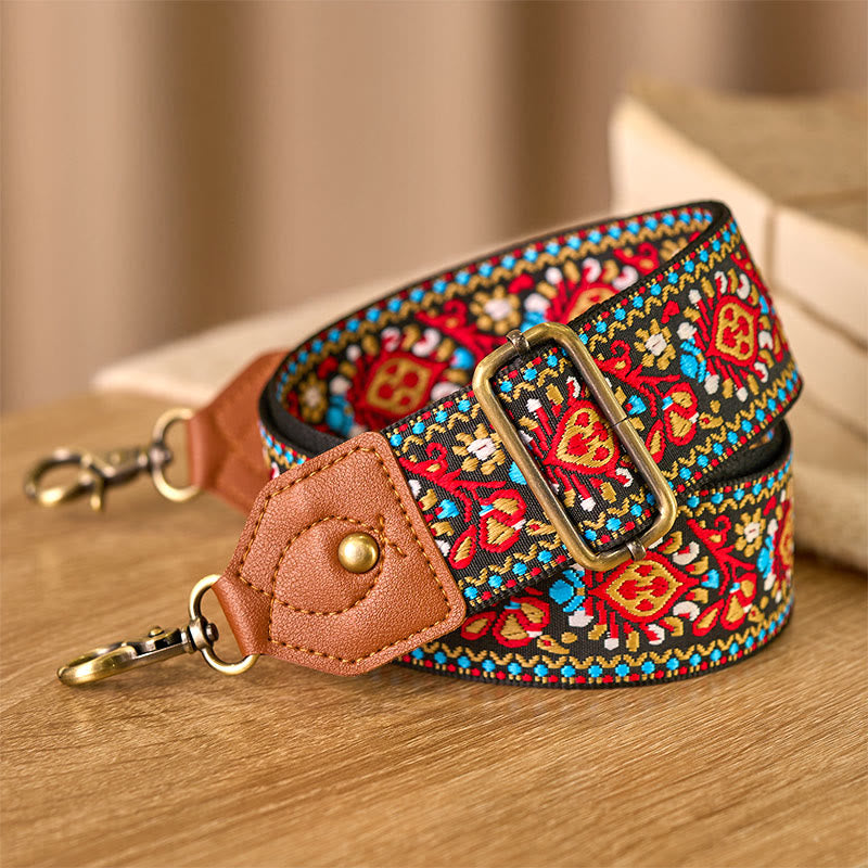 Nimara Ritual Brown Black Safflower Jacquard Adjustable Handbags Crossbody Shoulder Bag Straps
