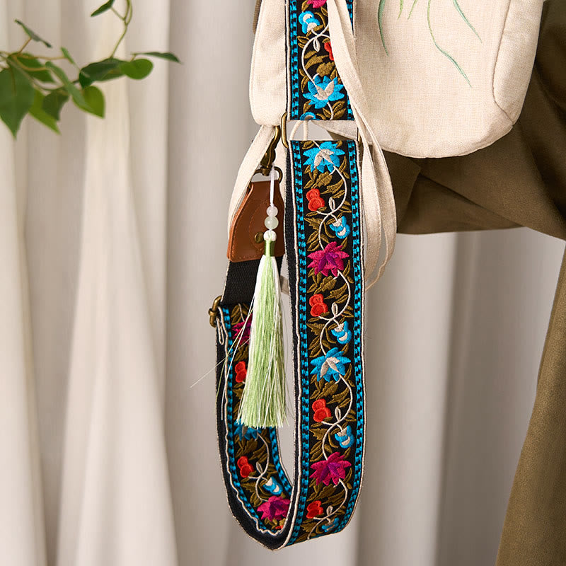 Nimara Ritual Bohemian Flower Vine Geometric Embroidery Adjustable Handbags Crossbody Shoulder Bag Purse Straps Replacement
