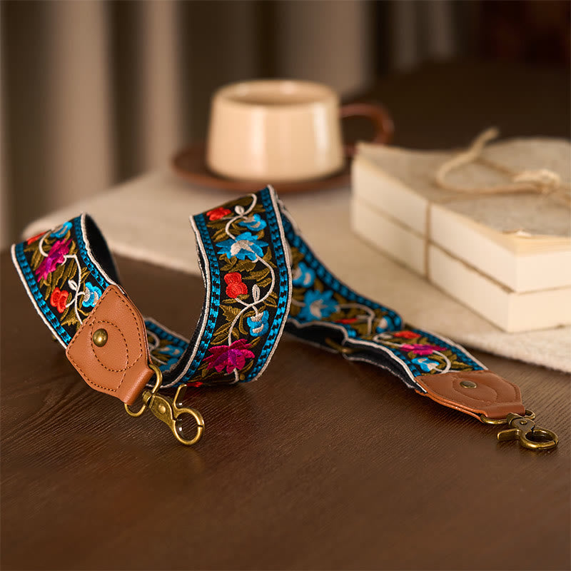 Nimara Ritual Bohemian Flower Vine Geometric Embroidery Adjustable Handbags Crossbody Shoulder Bag Purse Straps Replacement