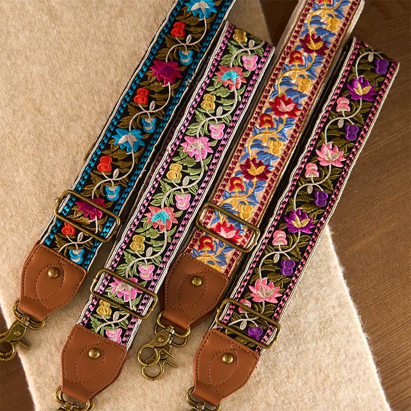 Nimara Ritual Bohemian Flower Vine Geometric Embroidery Adjustable Handbags Crossbody Shoulder Bag Purse Straps Replacement