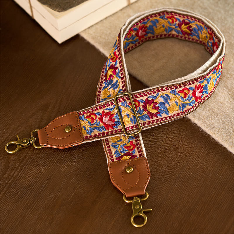Nimara Ritual Bohemian Flower Vine Geometric Embroidery Adjustable Handbags Crossbody Shoulder Bag Purse Straps Replacement
