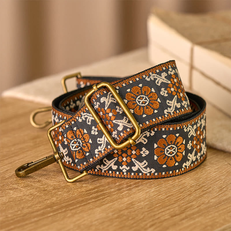 Nimara Ritual Boho Brown Flower Geometric Adjustable Handbags Crossbody Shoulder Bag Straps Replacement