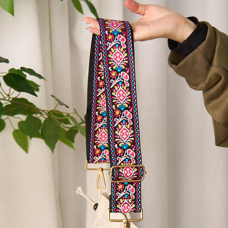 Nimara Ritual Bohemian Flower Geometric Stripes Embroidery Adjustable Handbags Crossbody Shoulder Bag Purse Straps Replacement