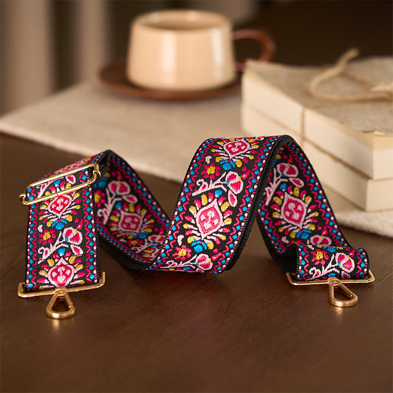 Nimara Ritual Bohemian Flower Geometric Stripes Embroidery Adjustable Handbags Crossbody Shoulder Bag Purse Straps Replacement