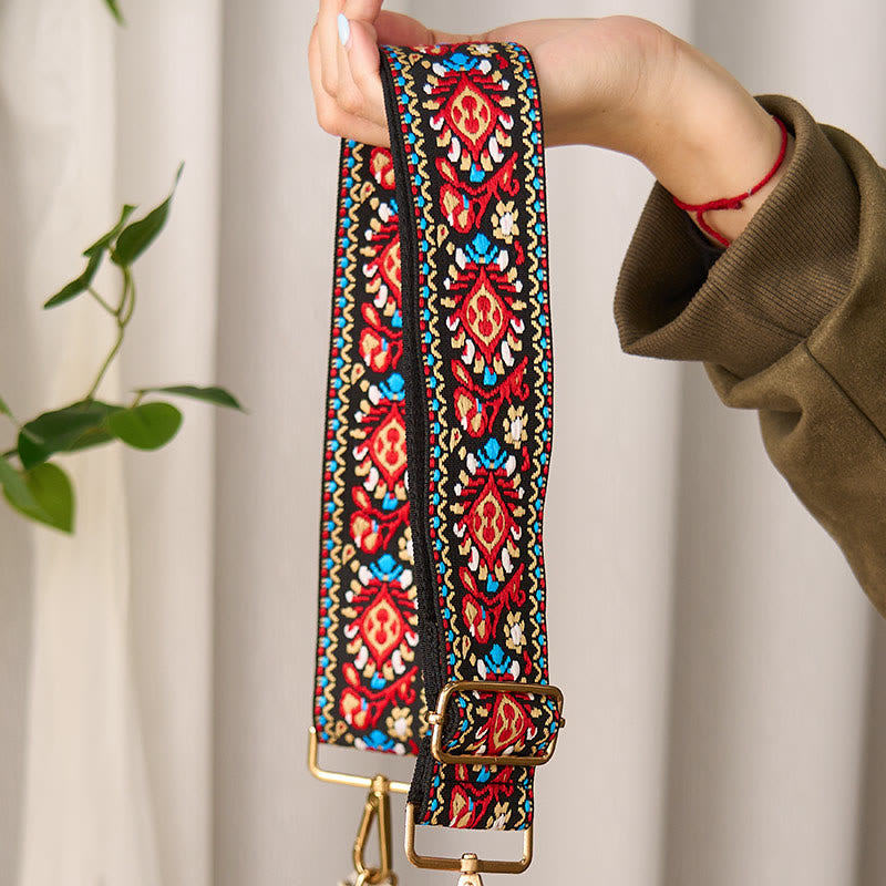 Nimara Ritual Bohemian Flower Geometric Stripes Embroidery Adjustable Handbags Crossbody Shoulder Bag Purse Straps Replacement