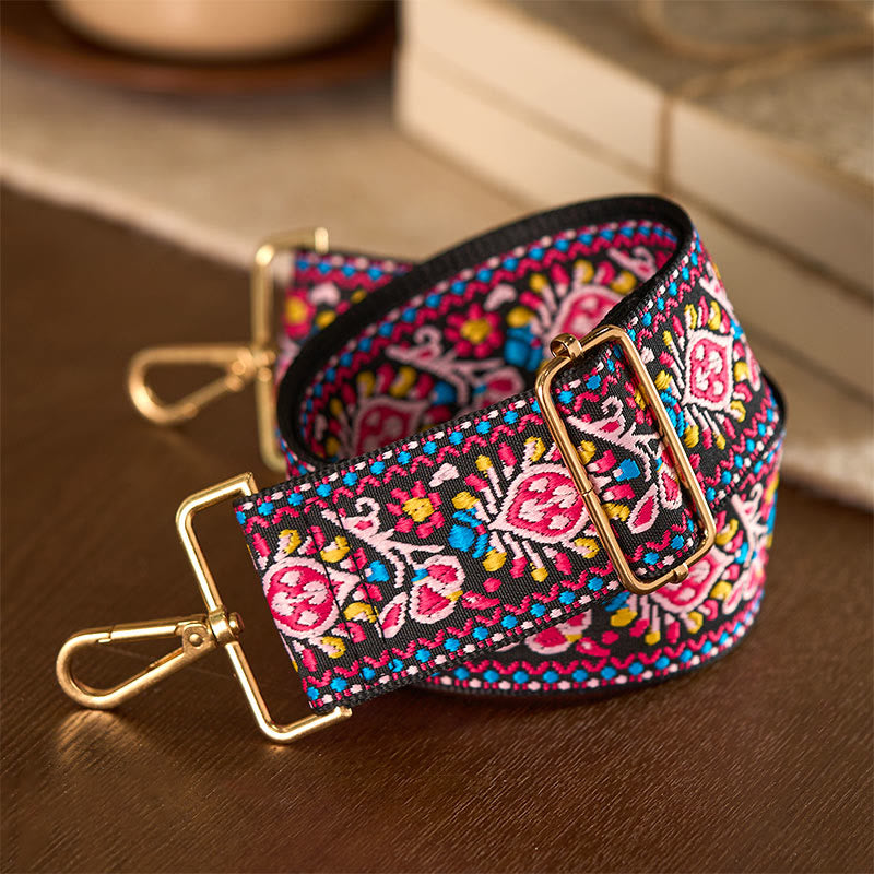 Nimara Ritual Bohemian Flower Geometric Stripes Embroidery Adjustable Handbags Crossbody Shoulder Bag Purse Straps Replacement
