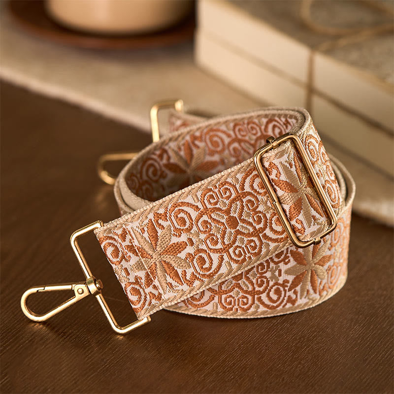 Nimara Ritual Bohemian Brown Beige Flower Geometric Embroidery Adjustable Handbags Crossbody Shoulder Bag Purse Straps Replacement