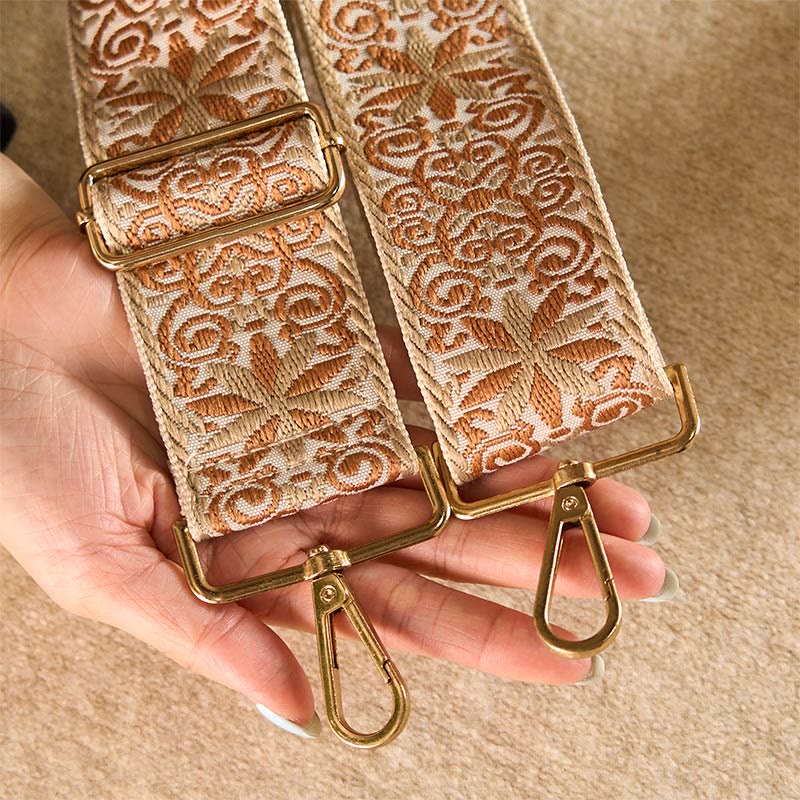 Nimara Ritual Bohemian Brown Beige Flower Geometric Embroidery Adjustable Handbags Crossbody Shoulder Bag Purse Straps Replacement