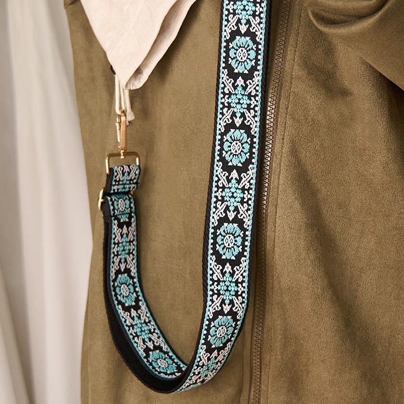 Nimara Ritual Bohemian Round Flower Geometric Embroidery Adjustable Handbags Crossbody Shoulder Bag Purse Straps Replacement