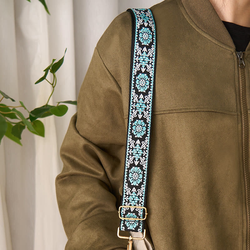 Nimara Ritual Bohemian Round Flower Geometric Embroidery Adjustable Handbags Crossbody Shoulder Bag Purse Straps Replacement