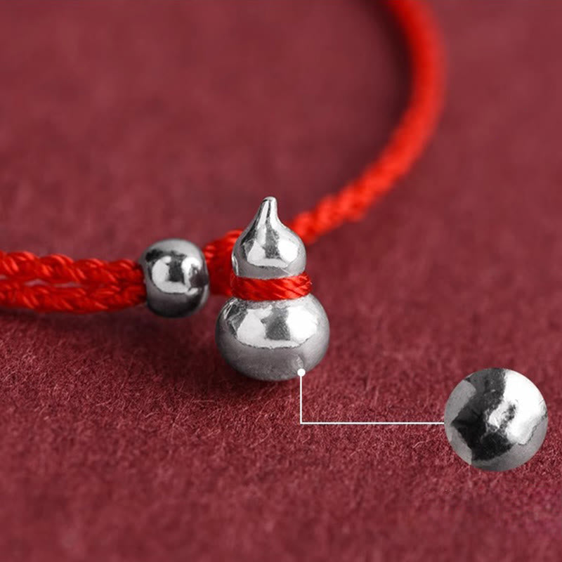 Nimara Ritual 925 Sterling Silver Gourd Lucky Fortune Charm String Connection Bracelet