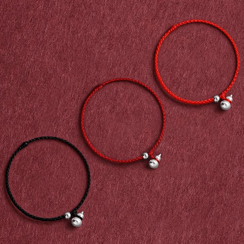 Nimara Ritual 925 Sterling Silver Gourd Lucky Fortune Charm String Connection Bracelet