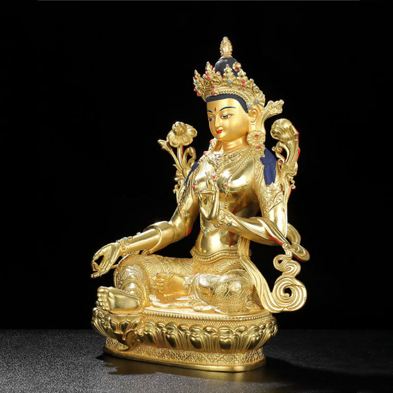 Nimara Ritual Chenrezig Four-armed Avalokitesvara Protection Copper Gold Plated Statue Decoration