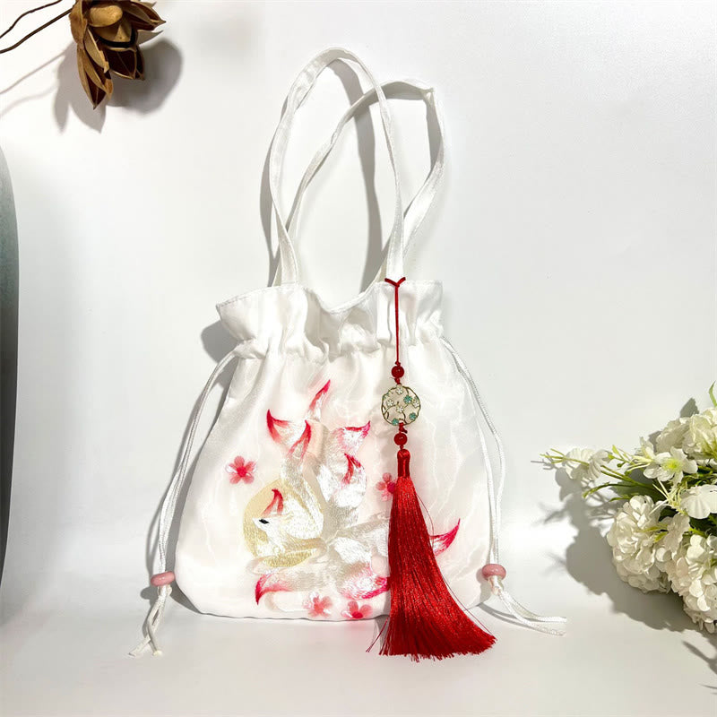 Nimara Ritual Suzhou Embroidery Lotus Deer Epiphyllum Peony Rabbit Cotton Linen Tote Crossbody Bag Shoulder Bag Handbag