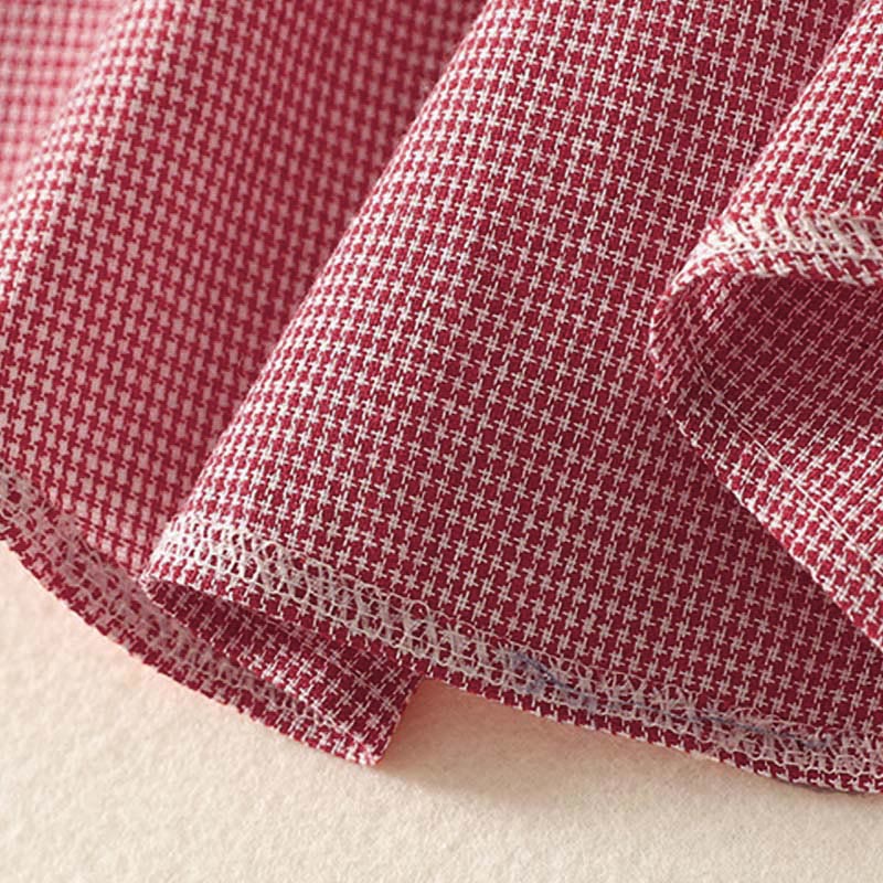 Nimara Ritual Fall Cat Kitten Embroidery Plaid Stand Collar Buttons Down Design Women's Long Sleeve Shirt
