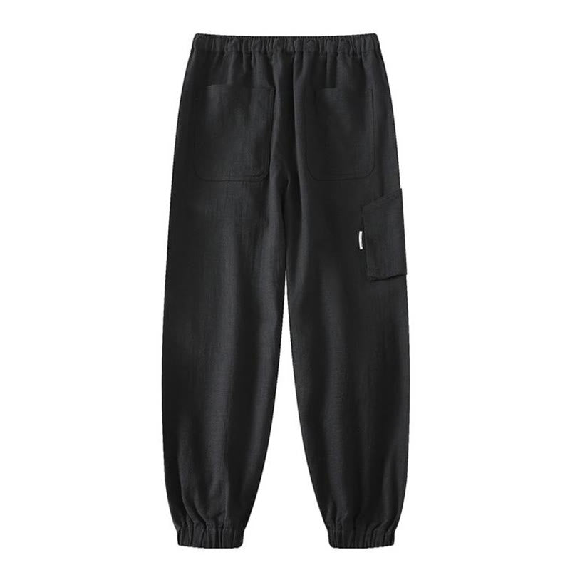 Nimara Ritual Summer Ramie Linen Cotton Ankle-Length Elastic Cuffs Tapered Men's Pants With Pockets