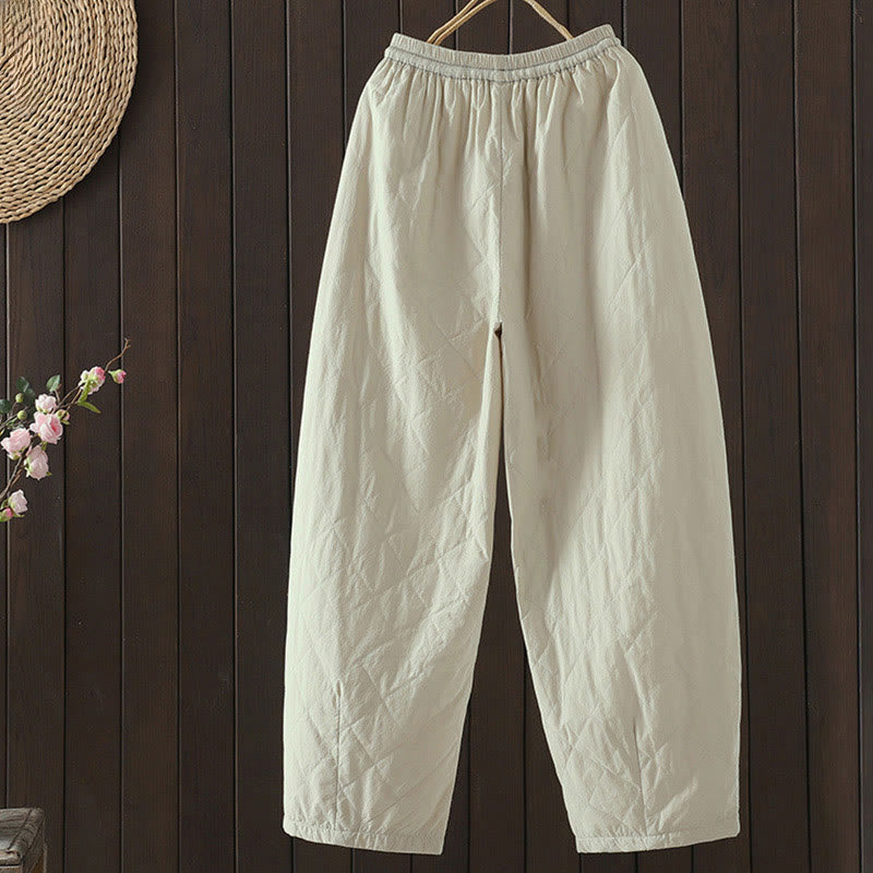 Nimara Ritual Rhombus Pattern Cotton Polyester Thick Women's Pants With Pockets