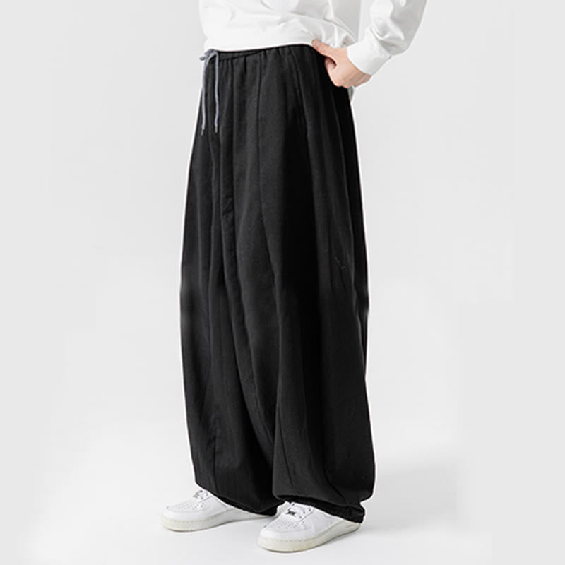 Nimara Ritual Fall Solid Color Cotton Elastic Waist Men's Harem Pants With Pockets