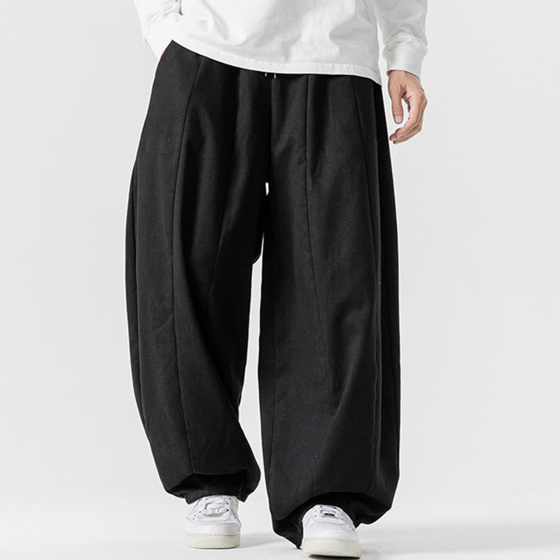 Nimara Ritual Fall Solid Color Cotton Elastic Waist Men's Harem Pants With Pockets