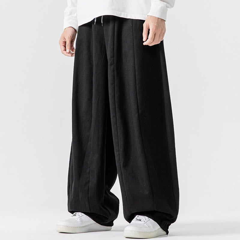Nimara Ritual Fall Solid Color Cotton Elastic Waist Men's Harem Pants With Pockets