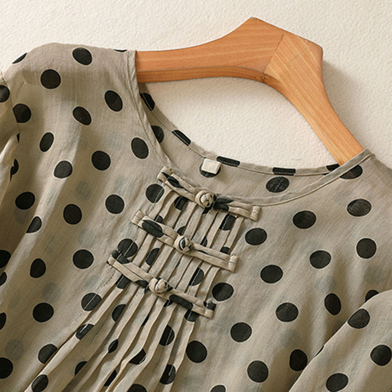 Nimara Ritual Fall Round Neck Polka Dots Long Sleeve Women's Polyester Shirt