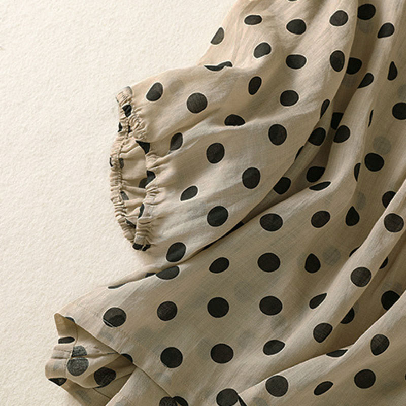 Nimara Ritual Fall Round Neck Polka Dots Long Sleeve Women's Polyester Shirt