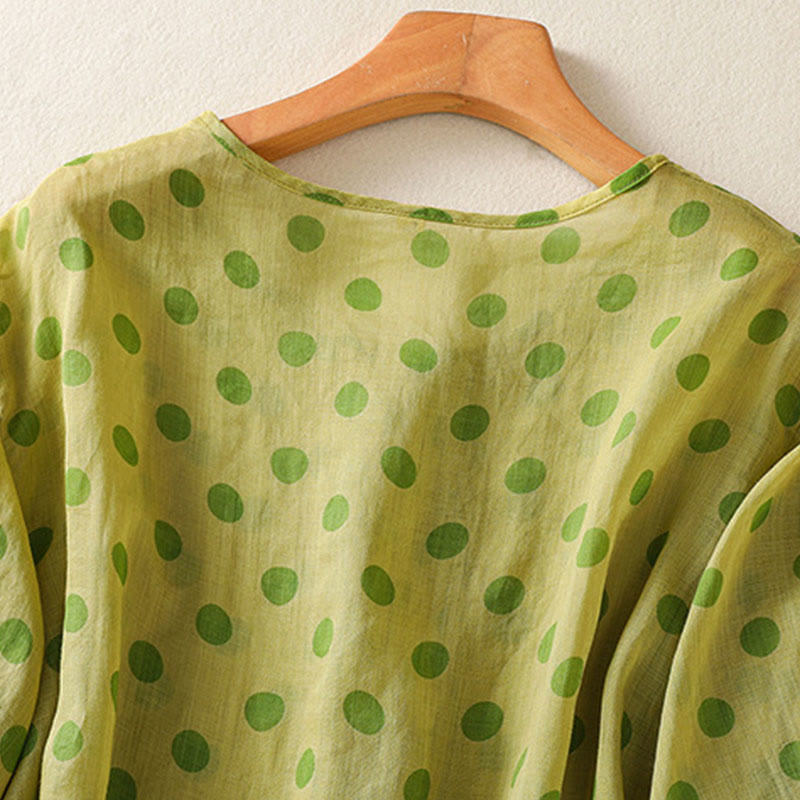 Nimara Ritual Fall Round Neck Polka Dots Long Sleeve Women's Polyester Shirt