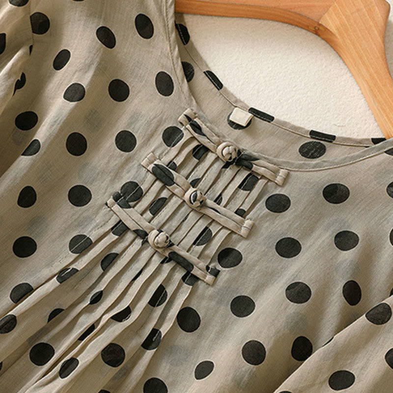 Nimara Ritual Fall Round Neck Polka Dots Long Sleeve Women's Polyester Shirt