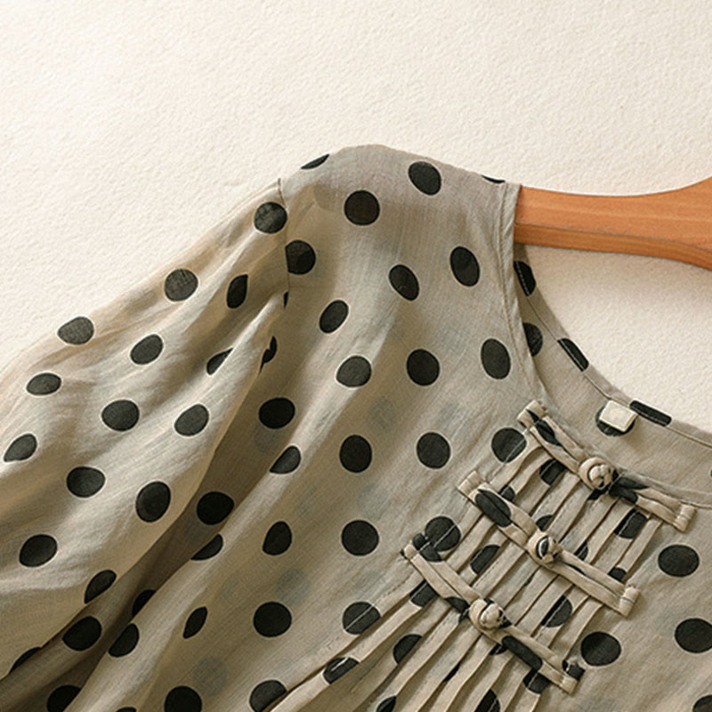 Nimara Ritual Fall Round Neck Polka Dots Long Sleeve Women's Polyester Shirt