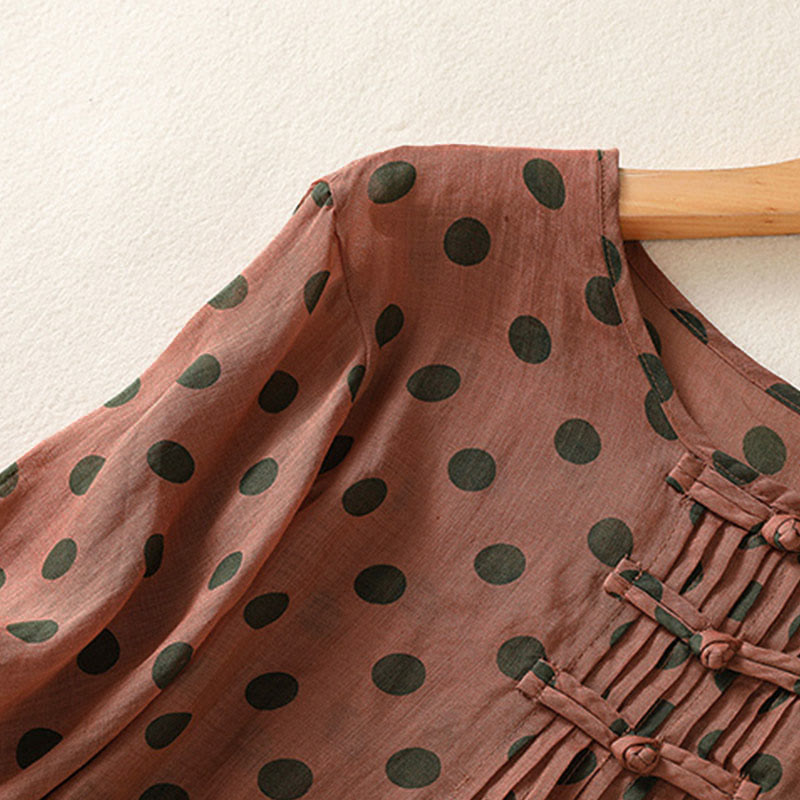 Nimara Ritual Fall Round Neck Polka Dots Long Sleeve Women's Polyester Shirt
