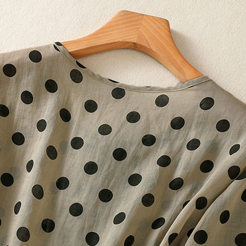 Nimara Ritual Fall Round Neck Polka Dots Long Sleeve Women's Polyester Shirt