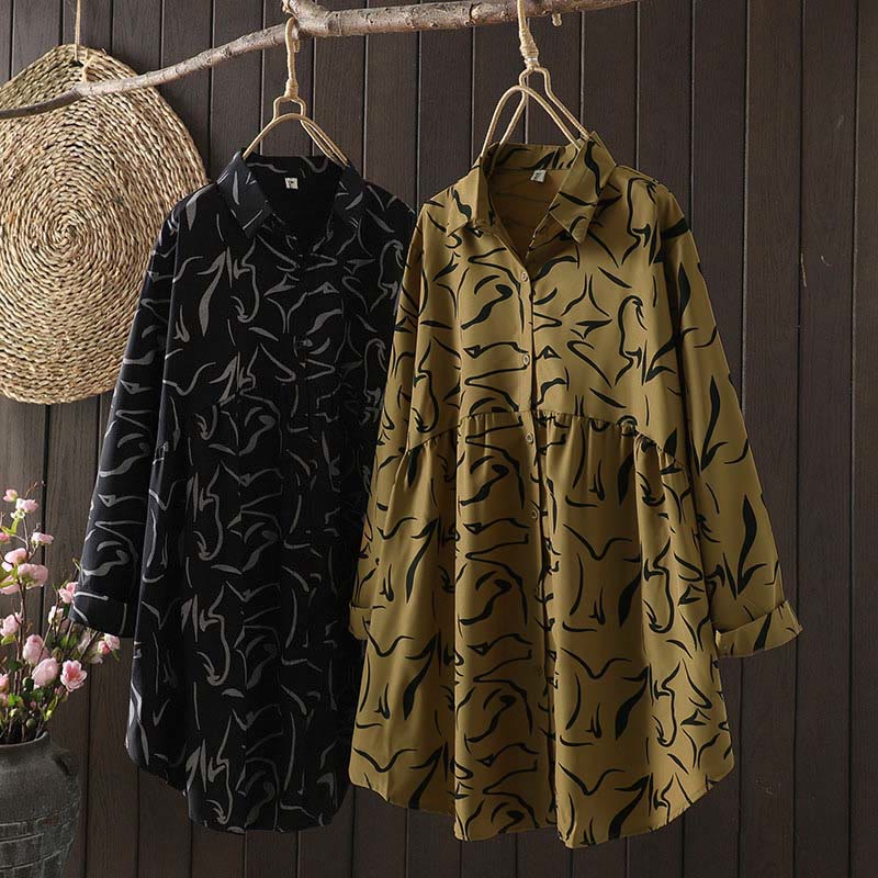 Nimara Ritual Spring Fall Stand Collar Line Pattern Long Sleeve Women's Shirt