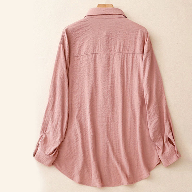 Nimara Ritual Spring Fall Stand Collar Plain Long Sleeve Women's Cotton Polyester Shirt