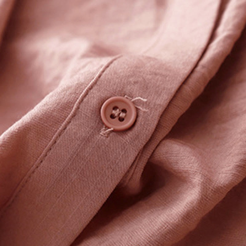 Nimara Ritual Spring Fall Stand Collar Plain Long Sleeve Women's Cotton Polyester Shirt
