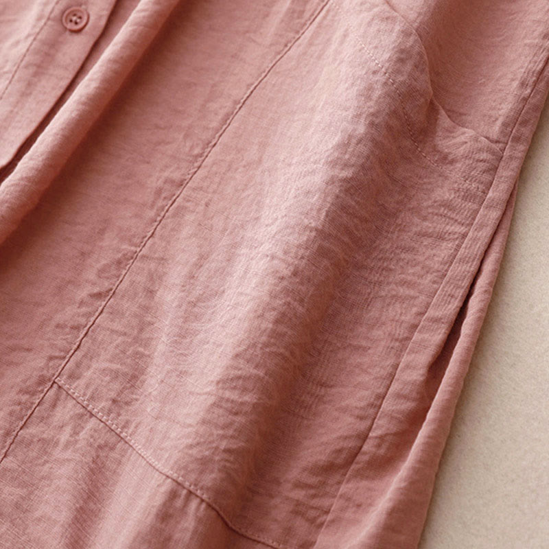 Nimara Ritual Spring Fall Stand Collar Plain Long Sleeve Women's Cotton Polyester Shirt
