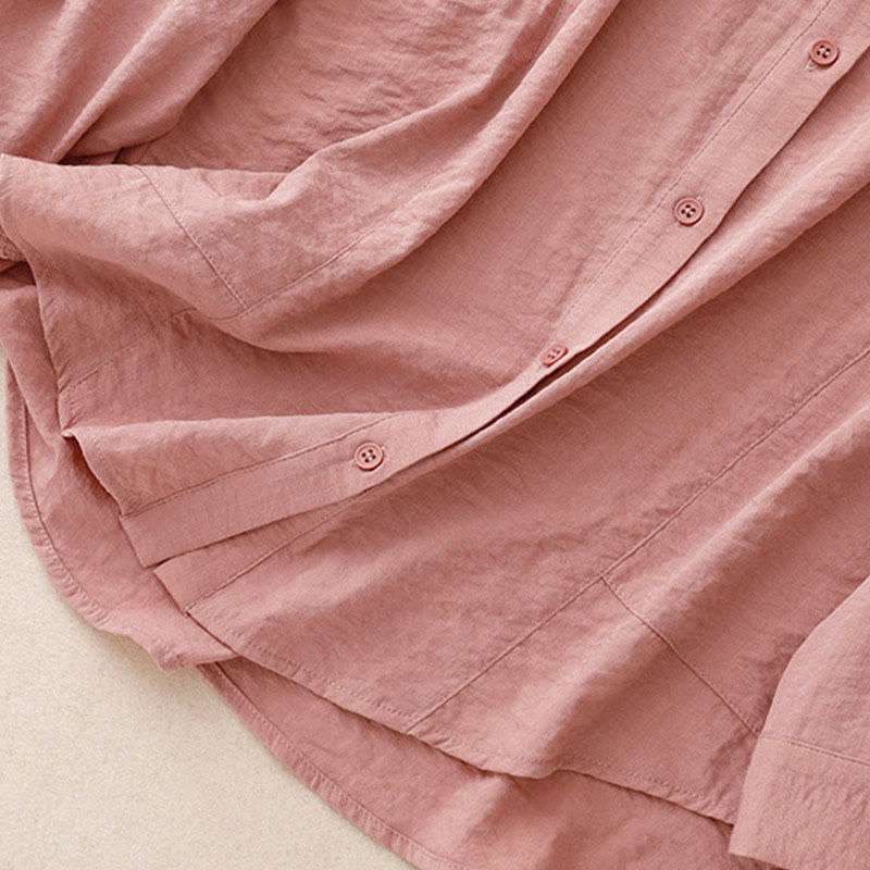 Nimara Ritual Spring Fall Stand Collar Plain Long Sleeve Women's Cotton Polyester Shirt