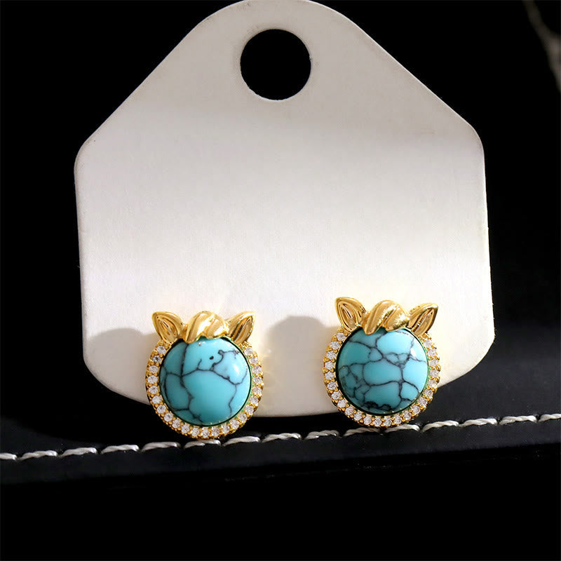 Nimara Ritual Horse-Ear Shaped Copper Turquoise Balance Earrings