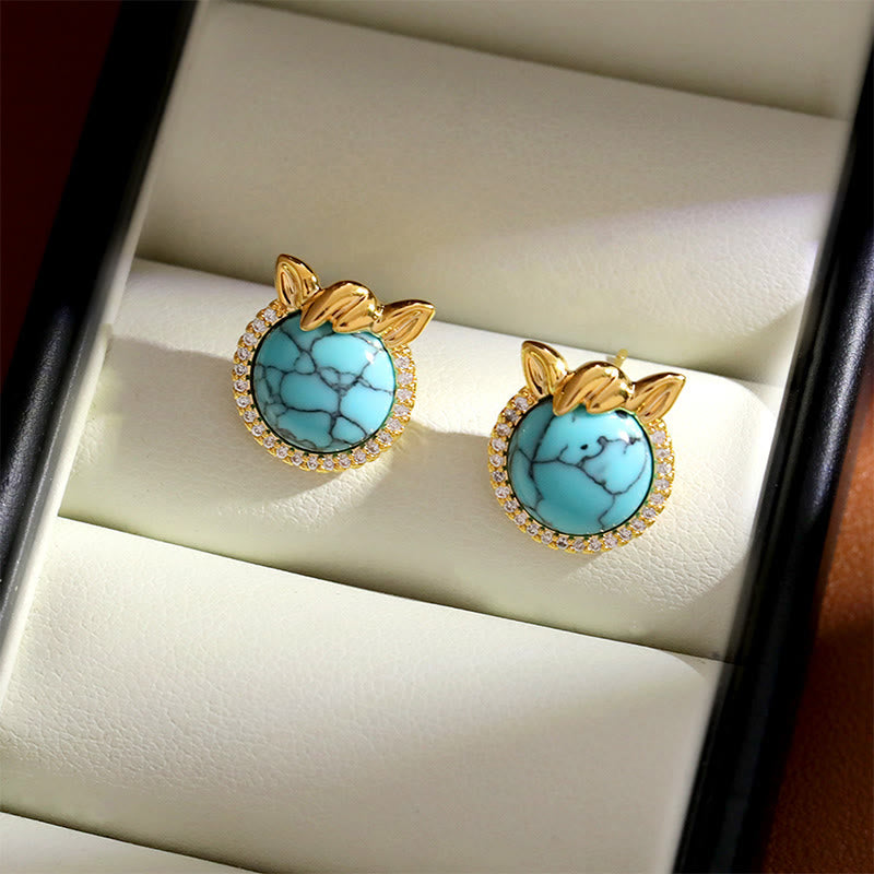 Nimara Ritual Horse-Ear Shaped Copper Turquoise Balance Earrings