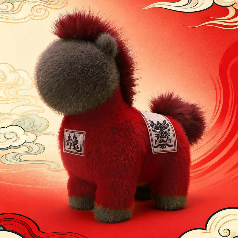 Nimara Ritual Year Of The Horse Embroidered Saddle Pad Plush Doll Home Decoration