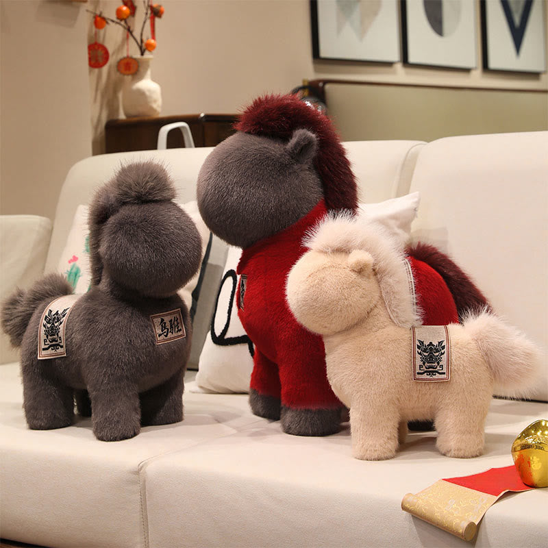 Nimara Ritual Year Of The Horse Embroidered Saddle Pad Plush Doll Home Decoration