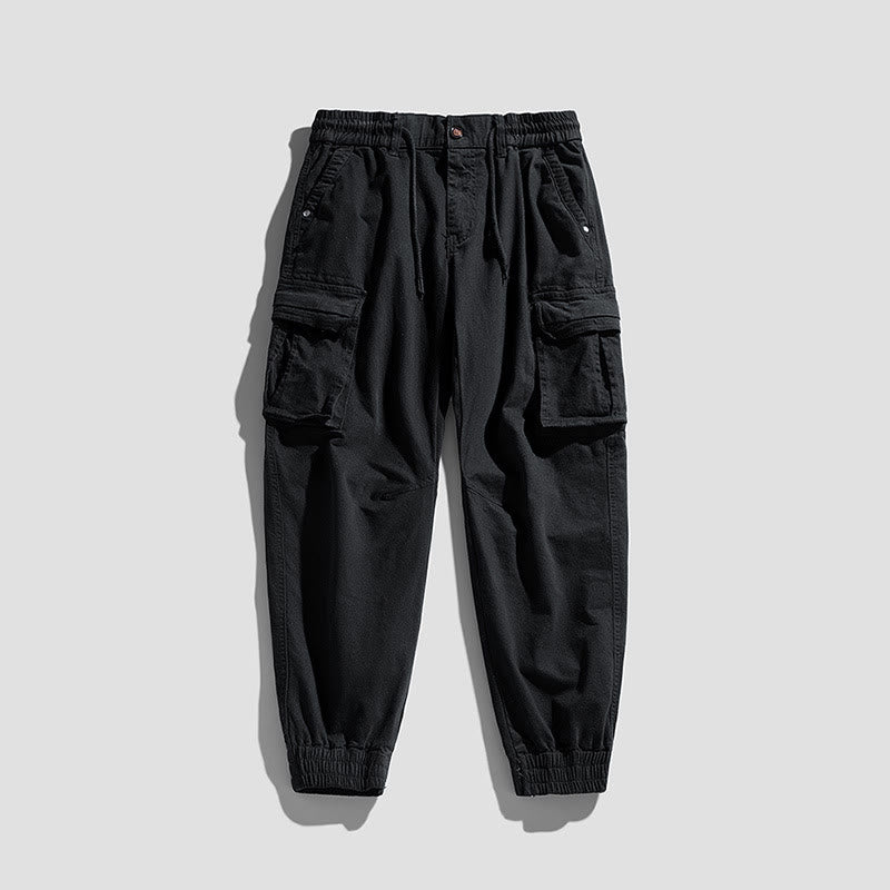 Nimara Ritual Summer Cotton Elastic Cuffs Tapered Men's Pants With Pockets