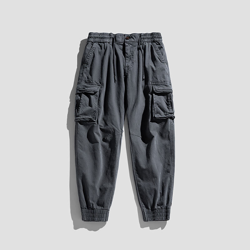 Nimara Ritual Summer Cotton Elastic Cuffs Tapered Men's Pants With Pockets