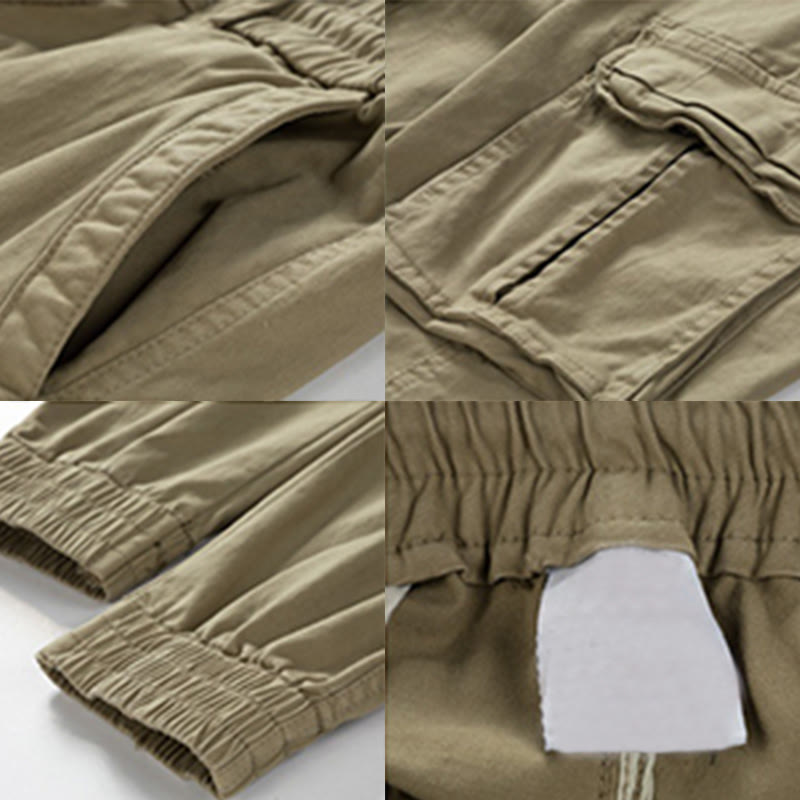 Nimara Ritual Summer Cotton Elastic Cuffs Tapered Men's Pants With Pockets