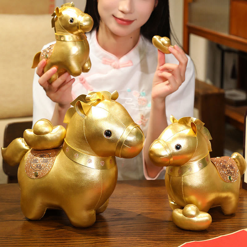 Nimara Ritual Year Of The Horse Gold Ingot Cute Pony Doll Prosperity Home Decoration