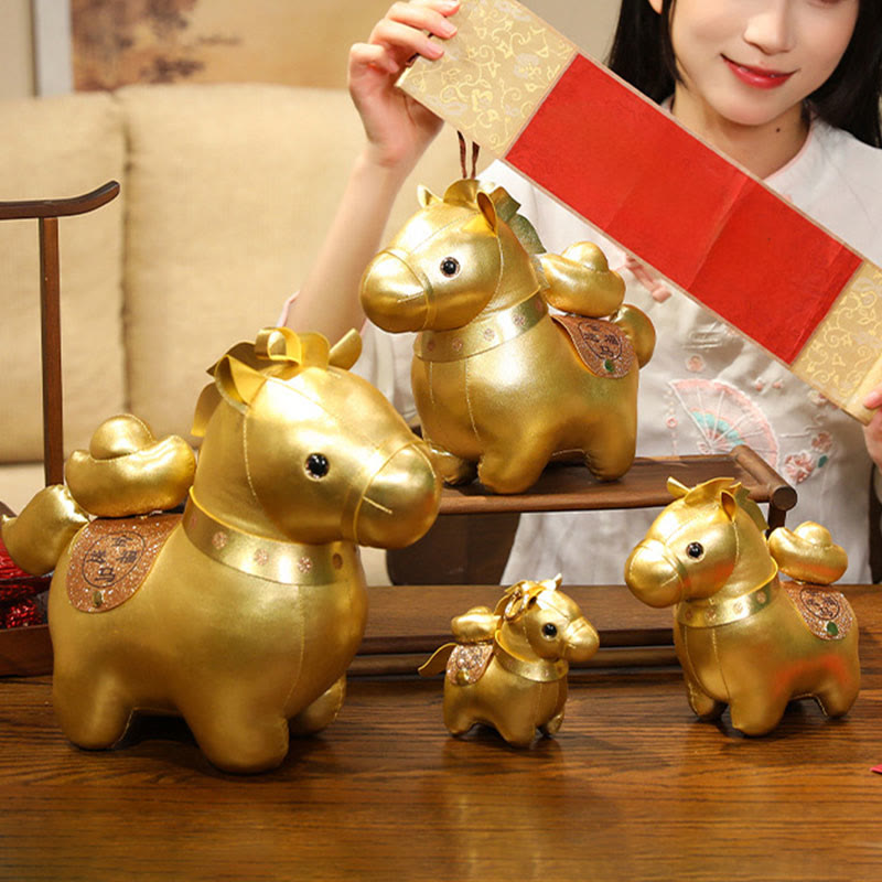 Nimara Ritual Year Of The Horse Gold Ingot Cute Pony Doll Prosperity Home Decoration