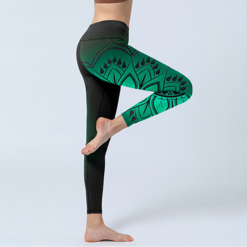Nimara Ritual Dark-Colored Mandala Pattern Gym Leggings Women's Yoga Pants